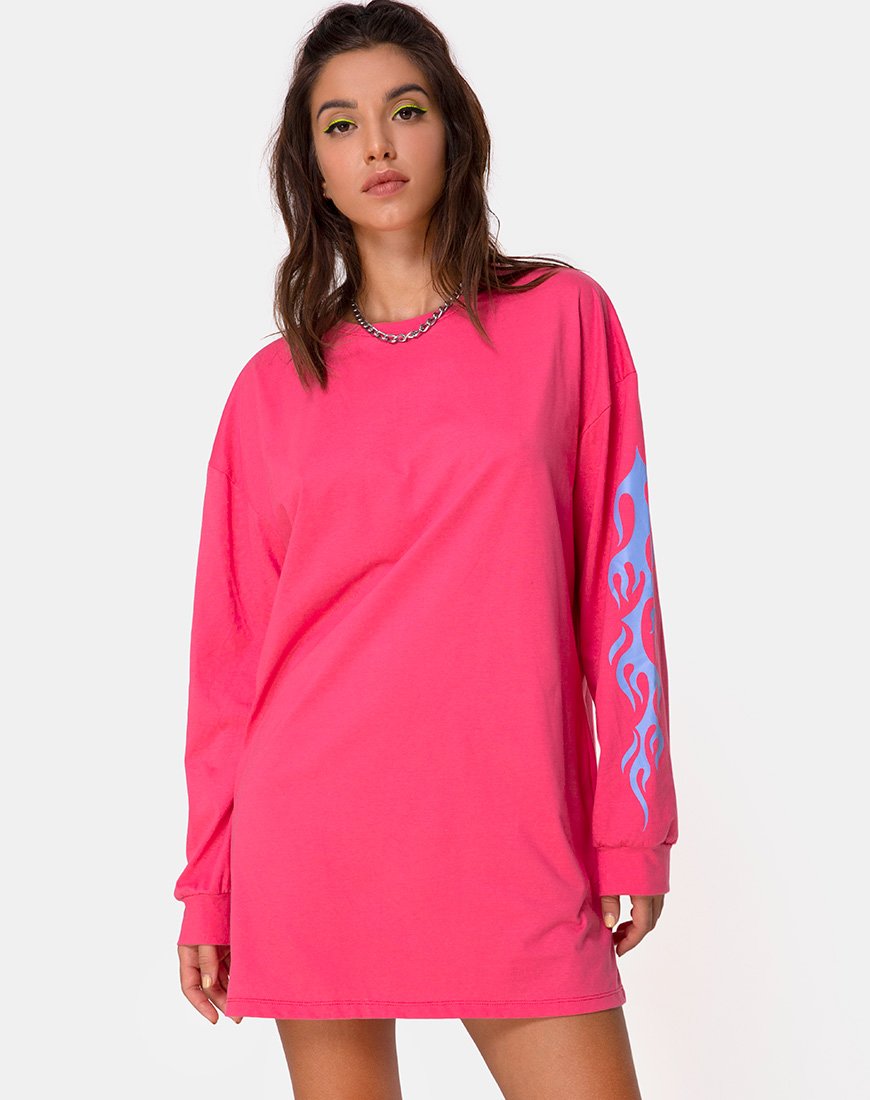 Sudadera Lotsun en rosa con llamas