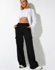 image of image of Pantalón cargo Abba de tiro bajo en sastrería negro