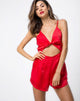 Imagen de Lozay Playsuit recortado en satén rojo