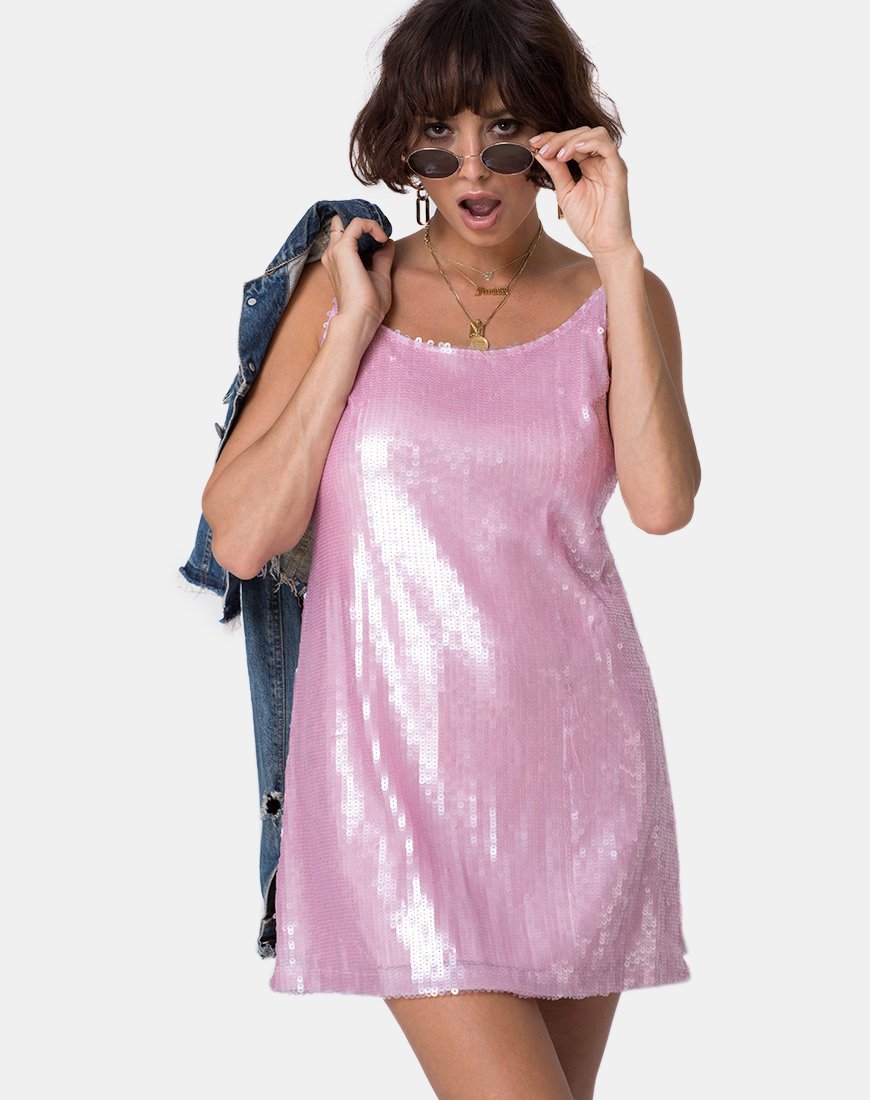 Vestido Luciette en lentejuelas rosa