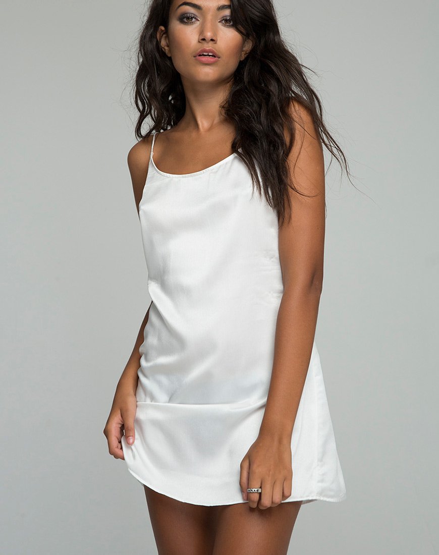 Lucille Slip Dress en Satén Hueso