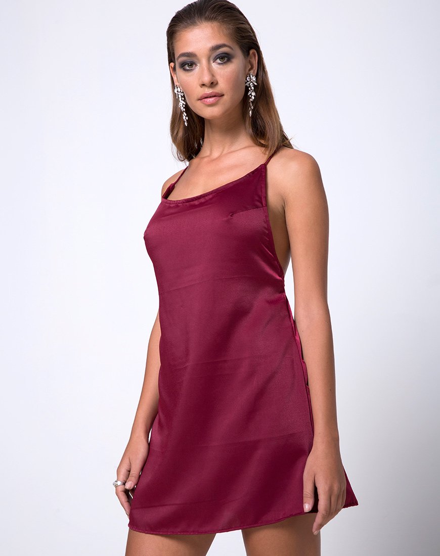 Lucille Slip Dress en Borgoña