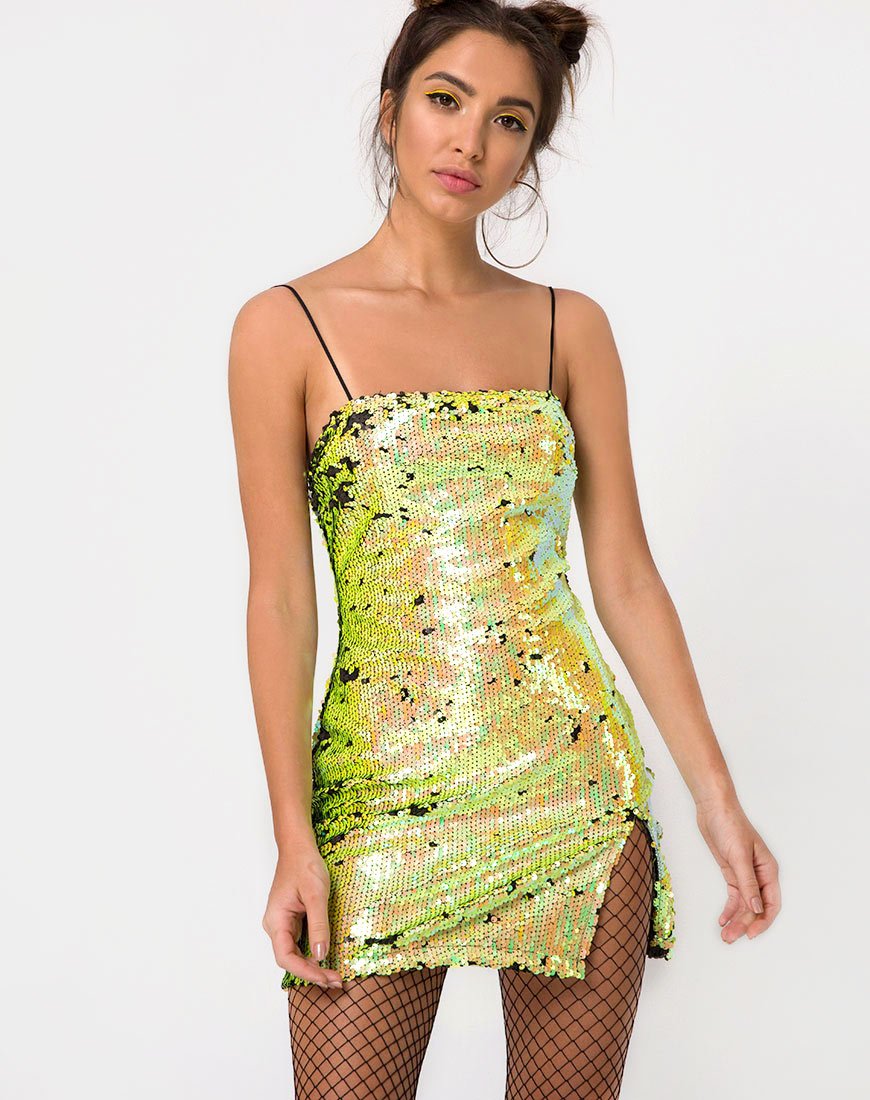 Vestido Lucky Bodycon de lentejuelas negro cítrico