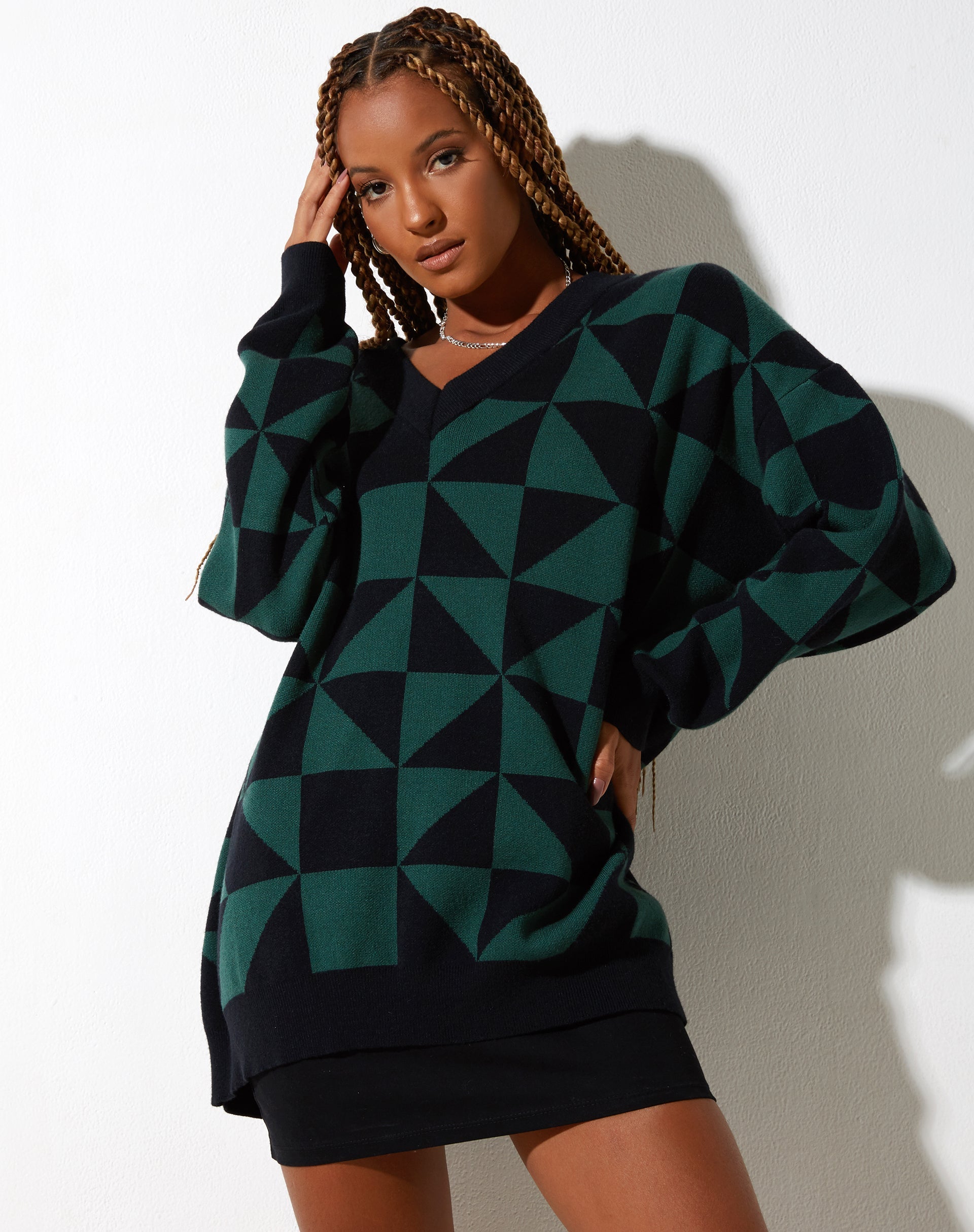 Imagen de Lulees Jumper in Large Geo Negro y Verde