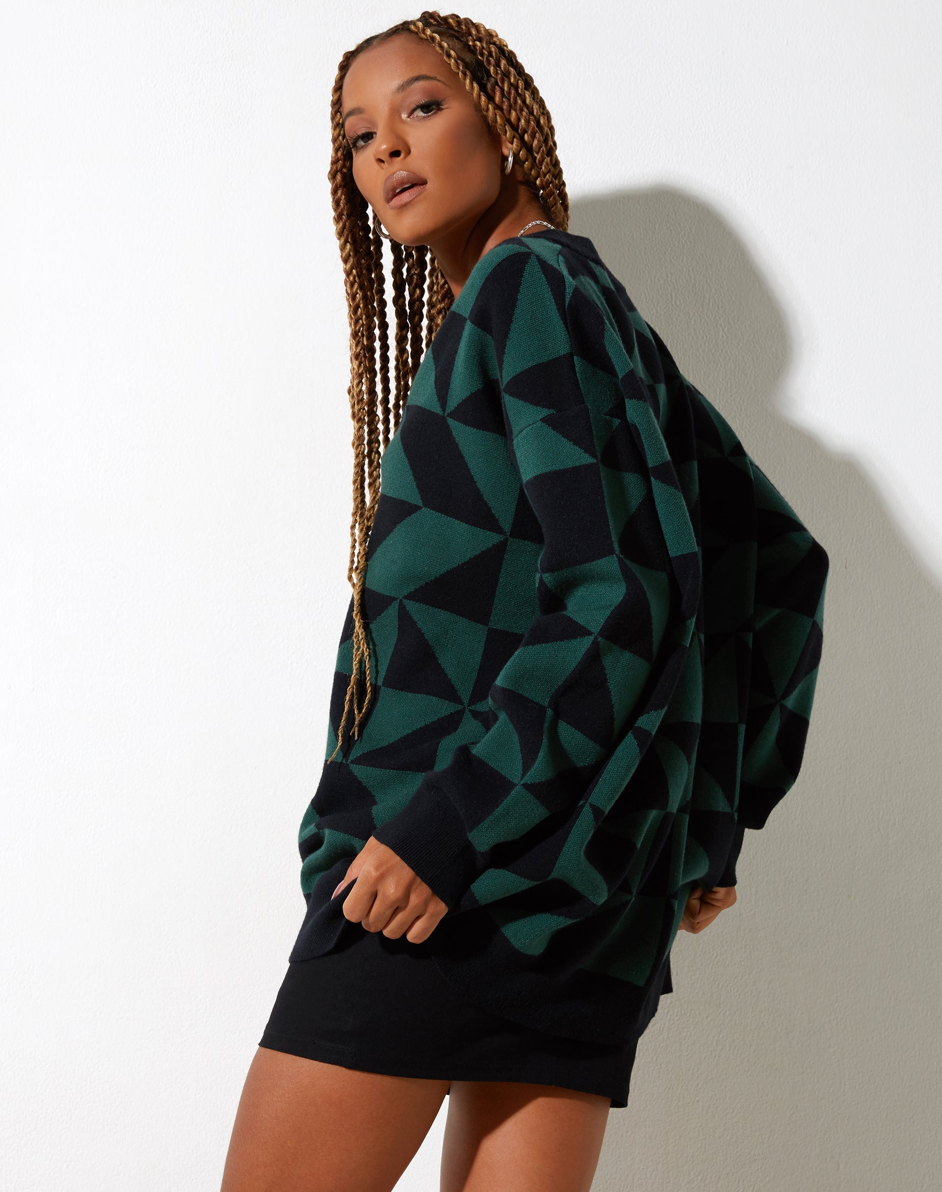Imagen de Lulees Jumper in Large Geo Negro y Verde