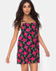Imagen de Lura Slip Dress en Valeria Rose Negro y Rojo