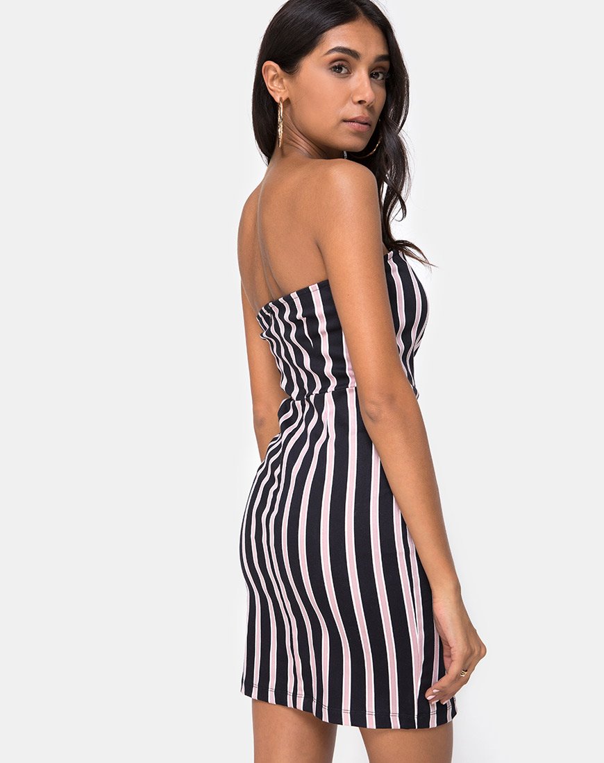 Vestido Luveries en raya formal
