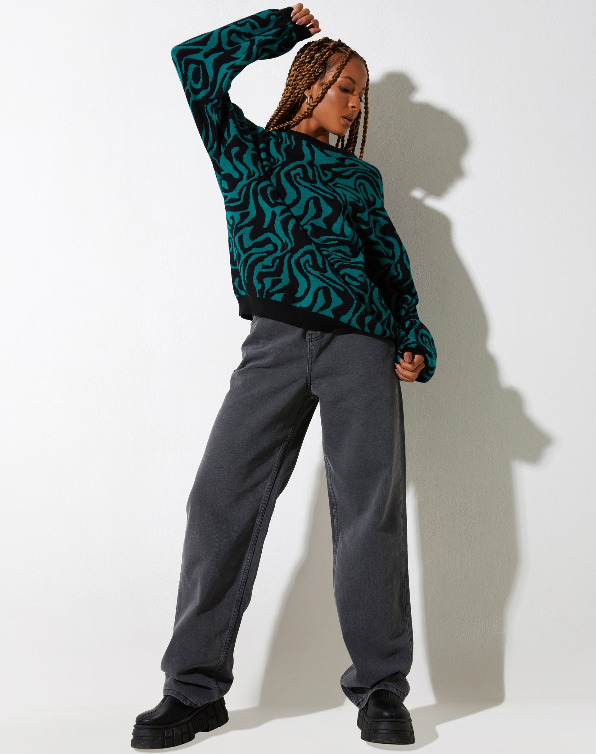 Imagen de Mably Jumper en Jagged Swirl Verde y Negro