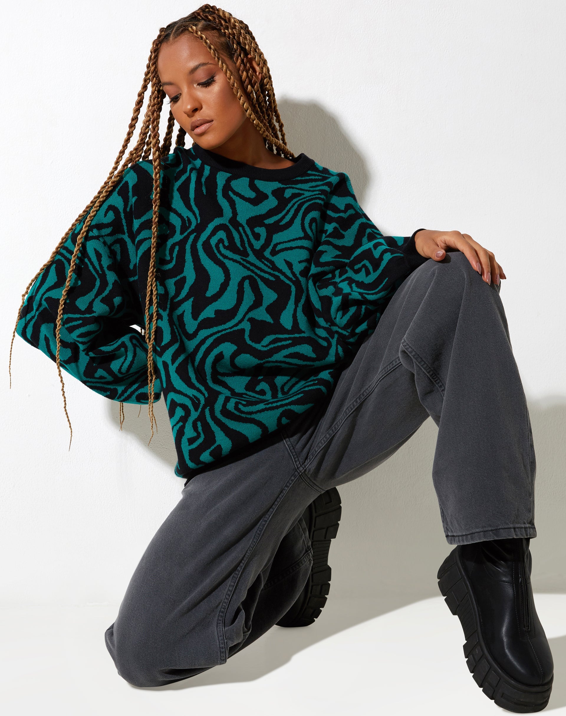 Imagen de Mably Jumper en Jagged Swirl Verde y Negro
