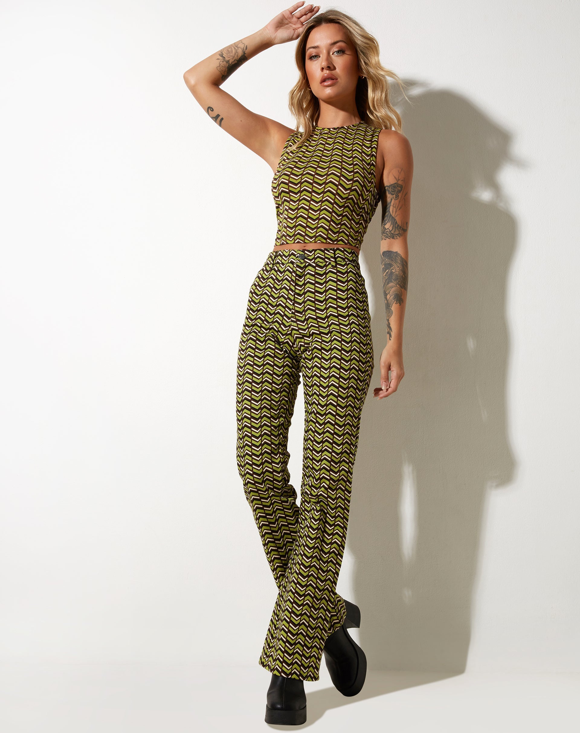Top Maci en verde chevron
