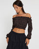 imagen de Madley Long Sleeve Bardot Top en Rosa Oscuro Rosa Negro