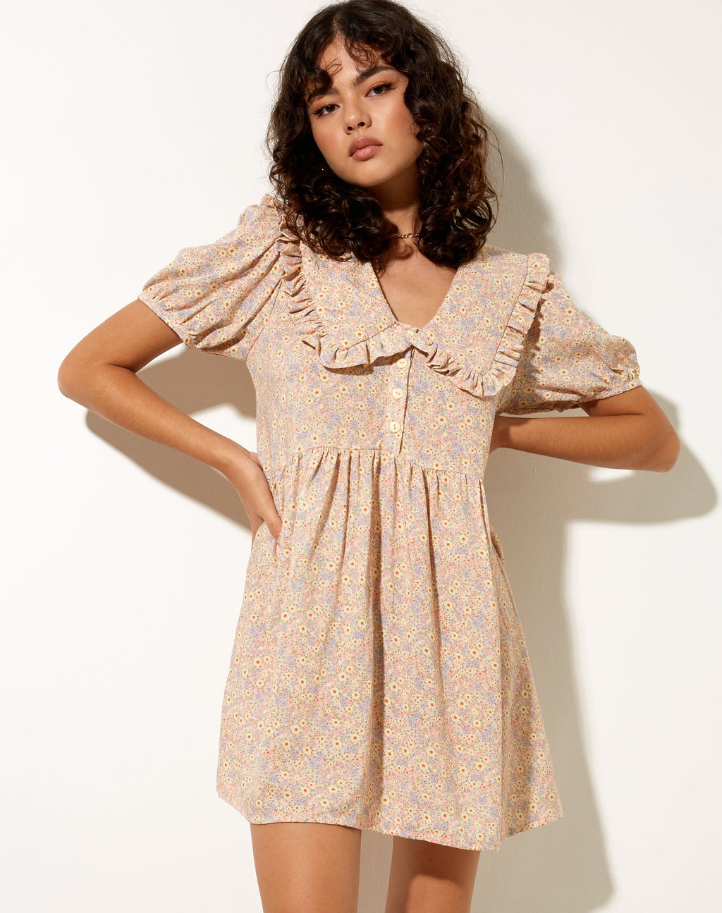 Vestido Madsen Skater con estampado floral de los años 70 Prairie Girl