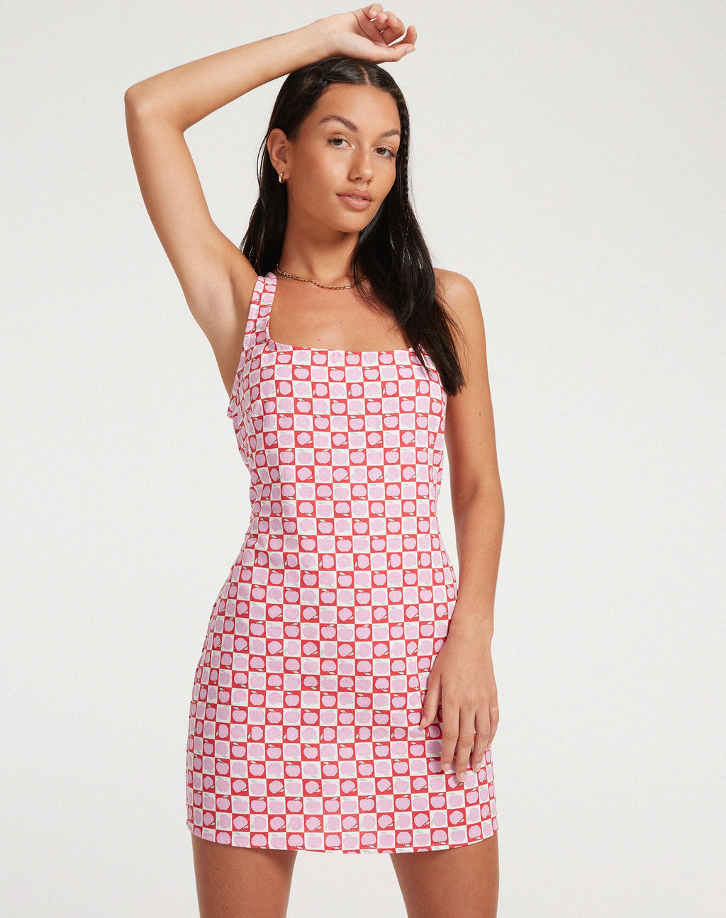 Minivestido Maghfira de cuadros manzana rojo rubor