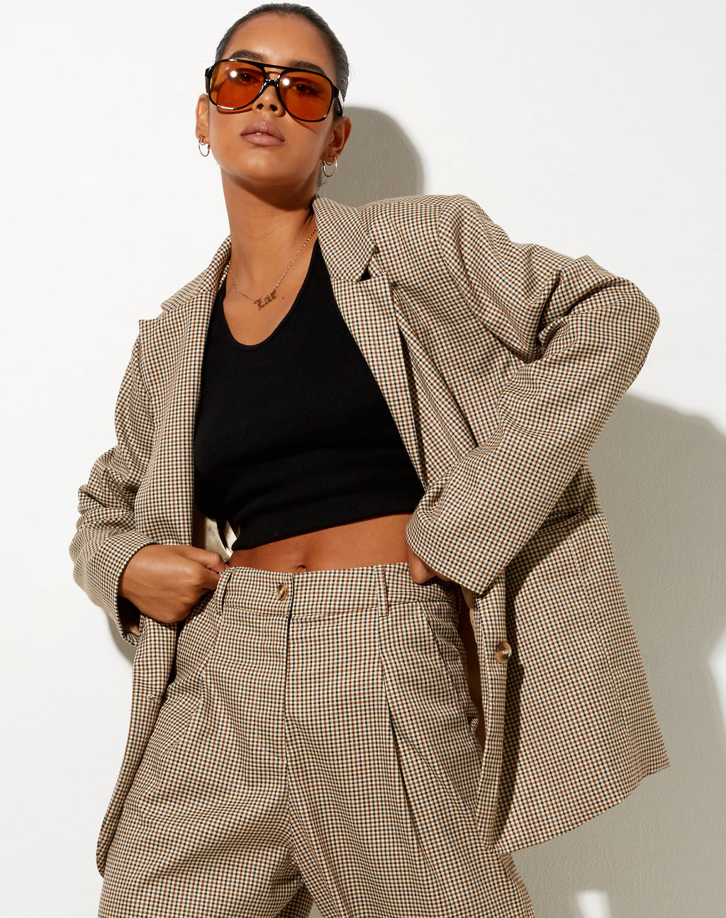 Blazer Maiwa en cuadros pequeños marrón