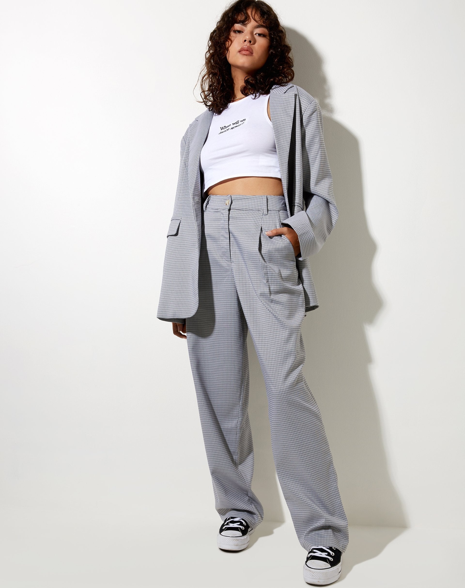 Imagen de Sakila Pantalones a cuadros pequeños Negro Gris