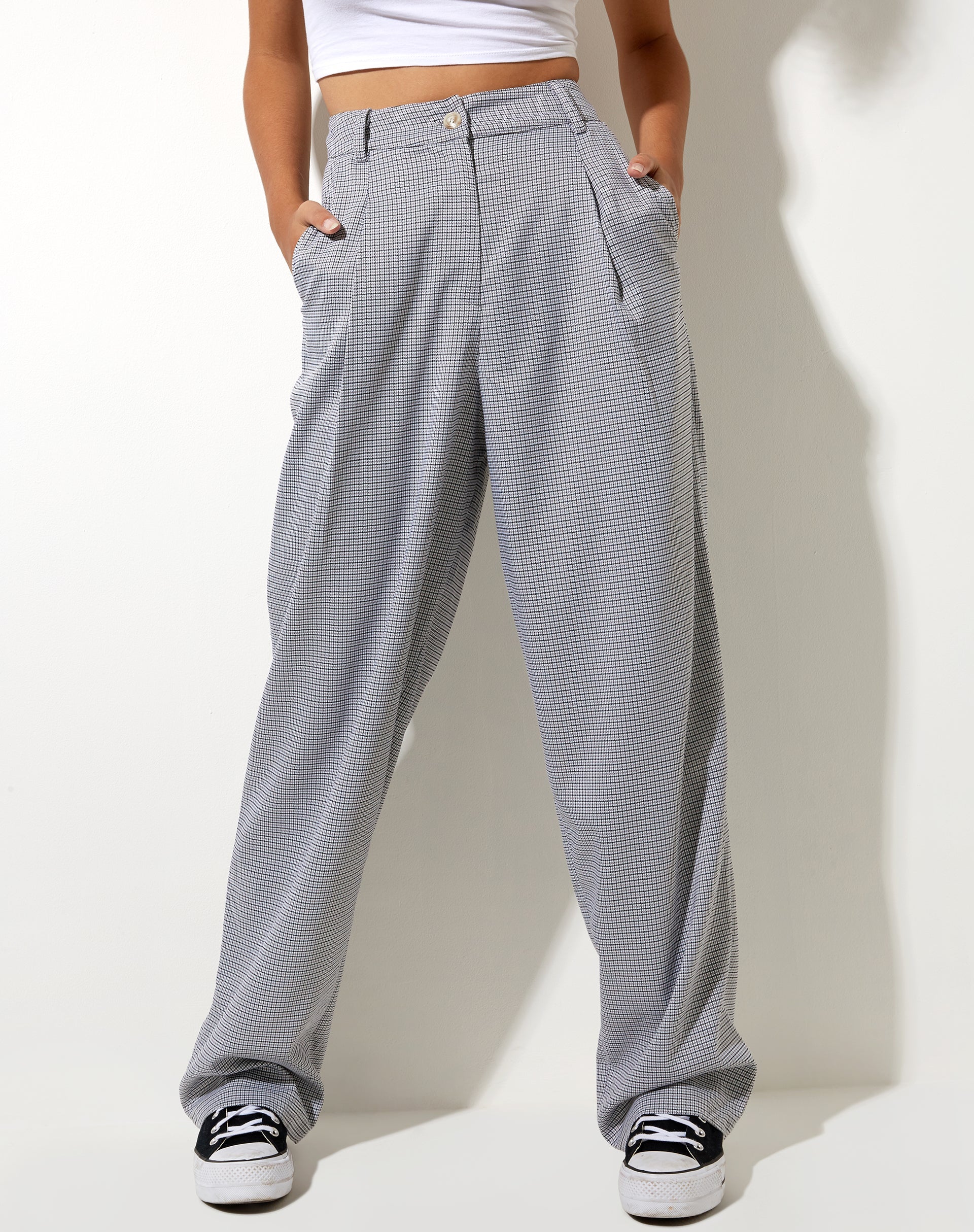 Imagen de Sakila Pantalones a cuadros pequeños Negro Gris