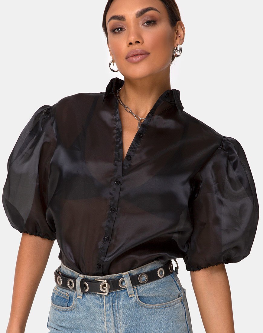 Blusa Maloney de Organza Negra
