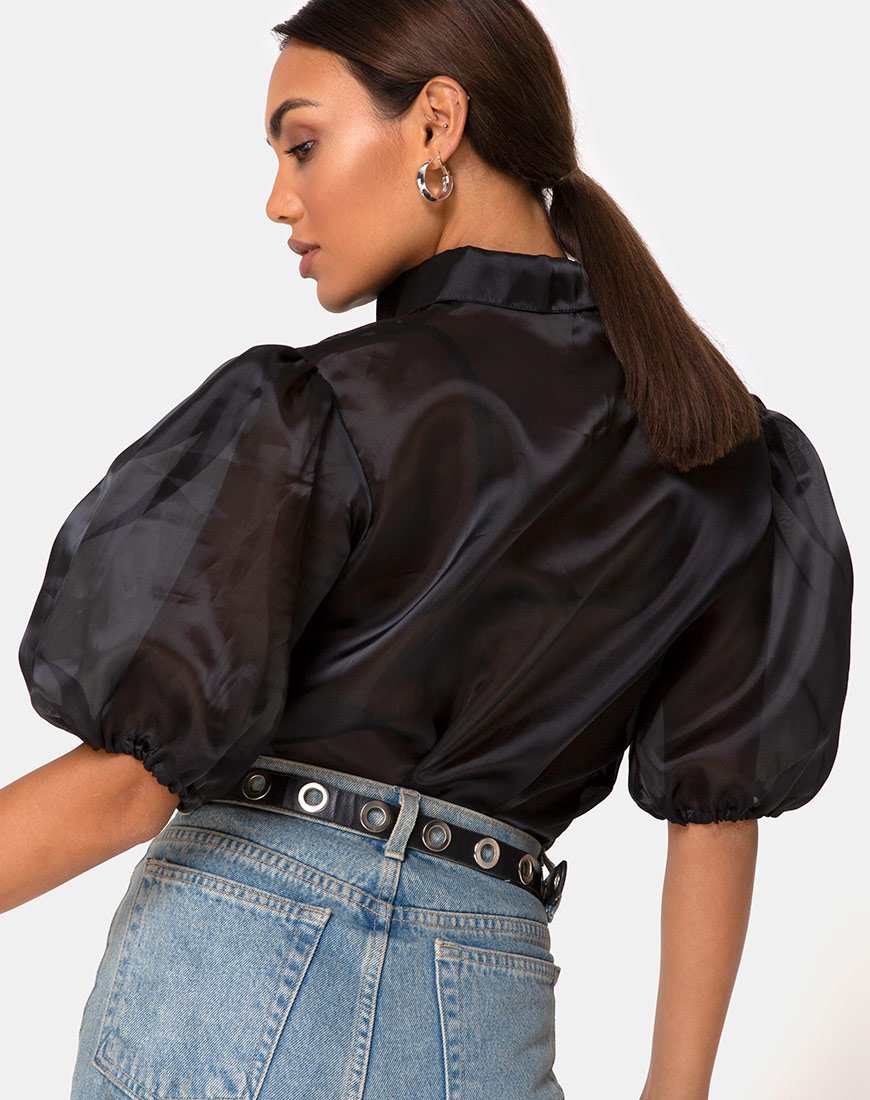 Blusa Maloney de Organza Negra