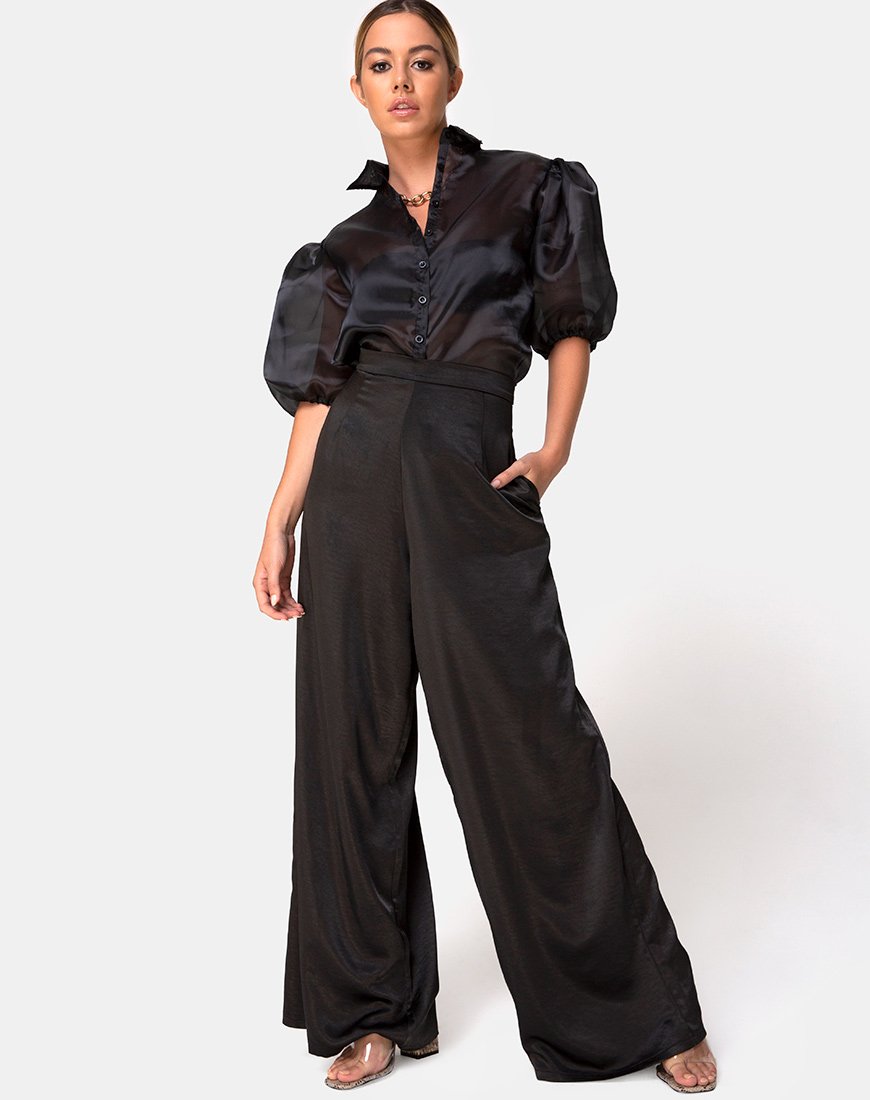 Pantalón Mara de satén negro