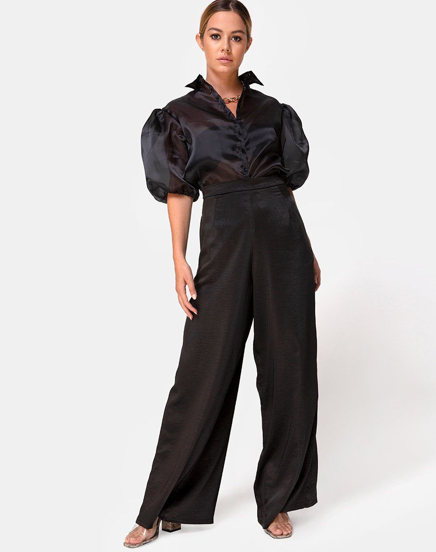 Imagen del pantalón Mara de satén negro