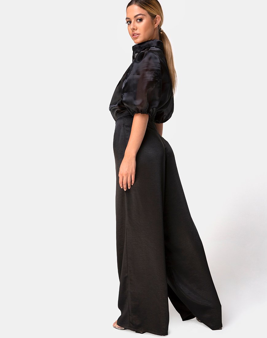 Pantalón Mara de satén negro