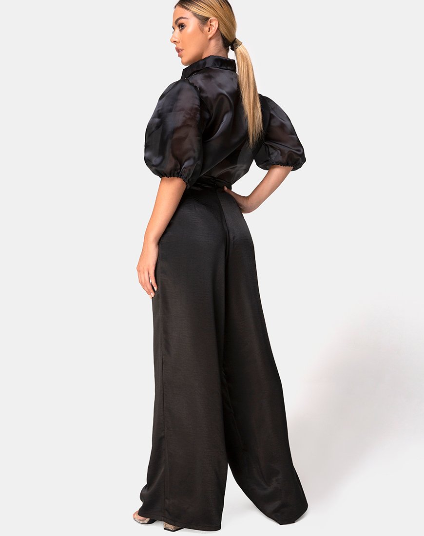 Imagen del pantalón Mara de satén negro