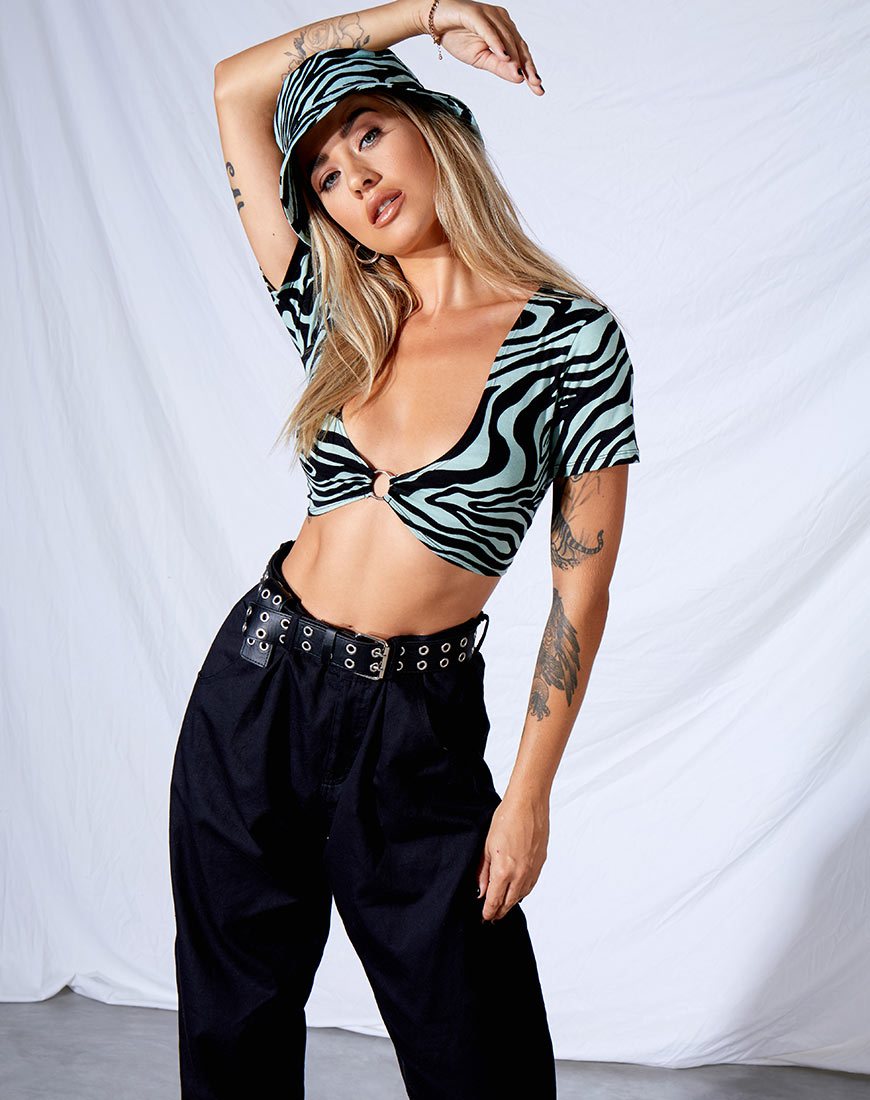 Imagen de Malz Crop Top en Wavey Zebra Menta