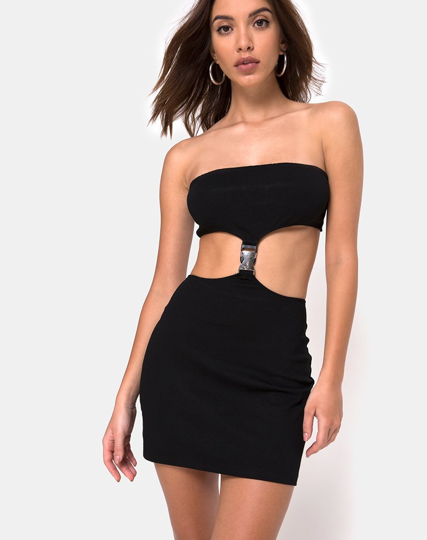 Imagen de Maraya Minivestido negro con hebilla plateada
