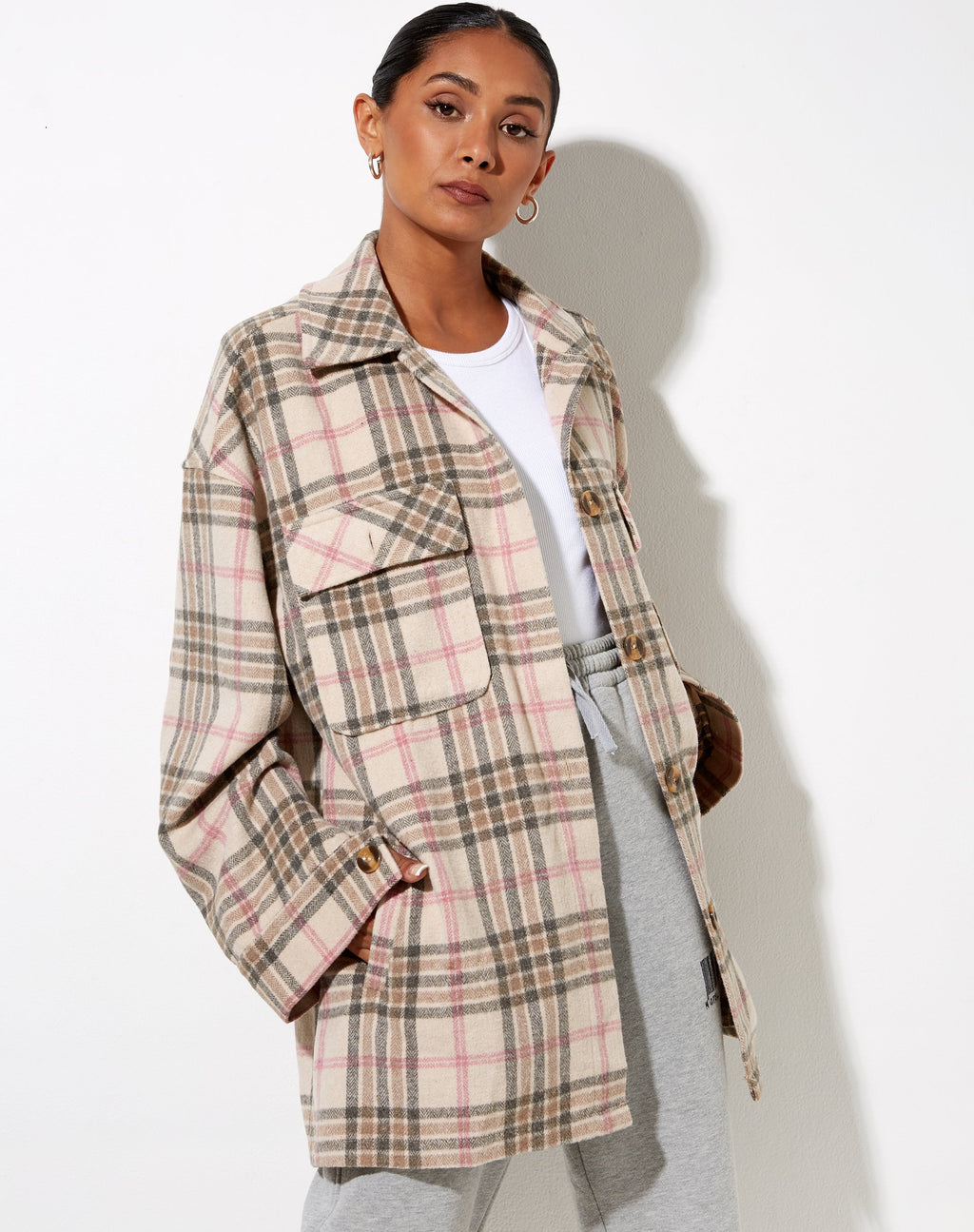 Camisa Marcel en Big Check Rosa Blanco Tan