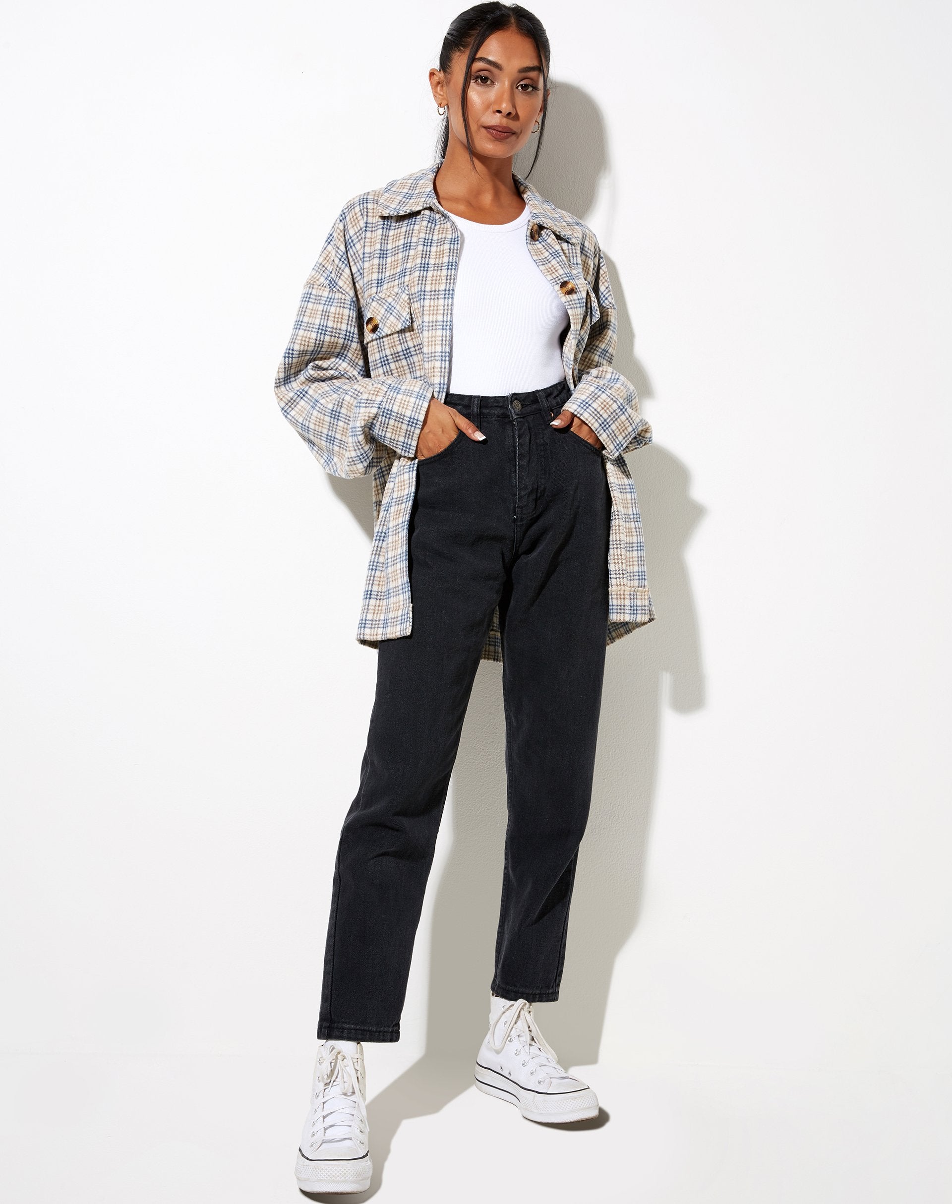 Imagen de Marcel Camisa a cuadros pequeña Blanco Azul Tan