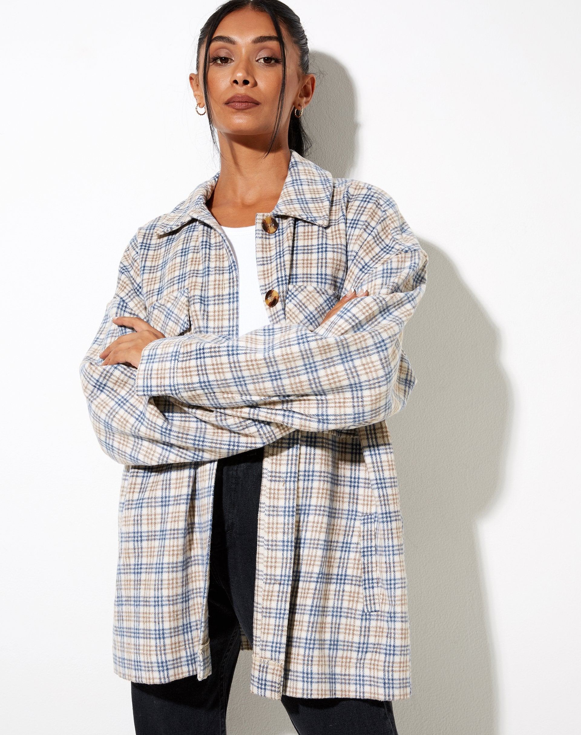 Imagen de Marcel Camisa a cuadros pequeña Blanco Azul Tan