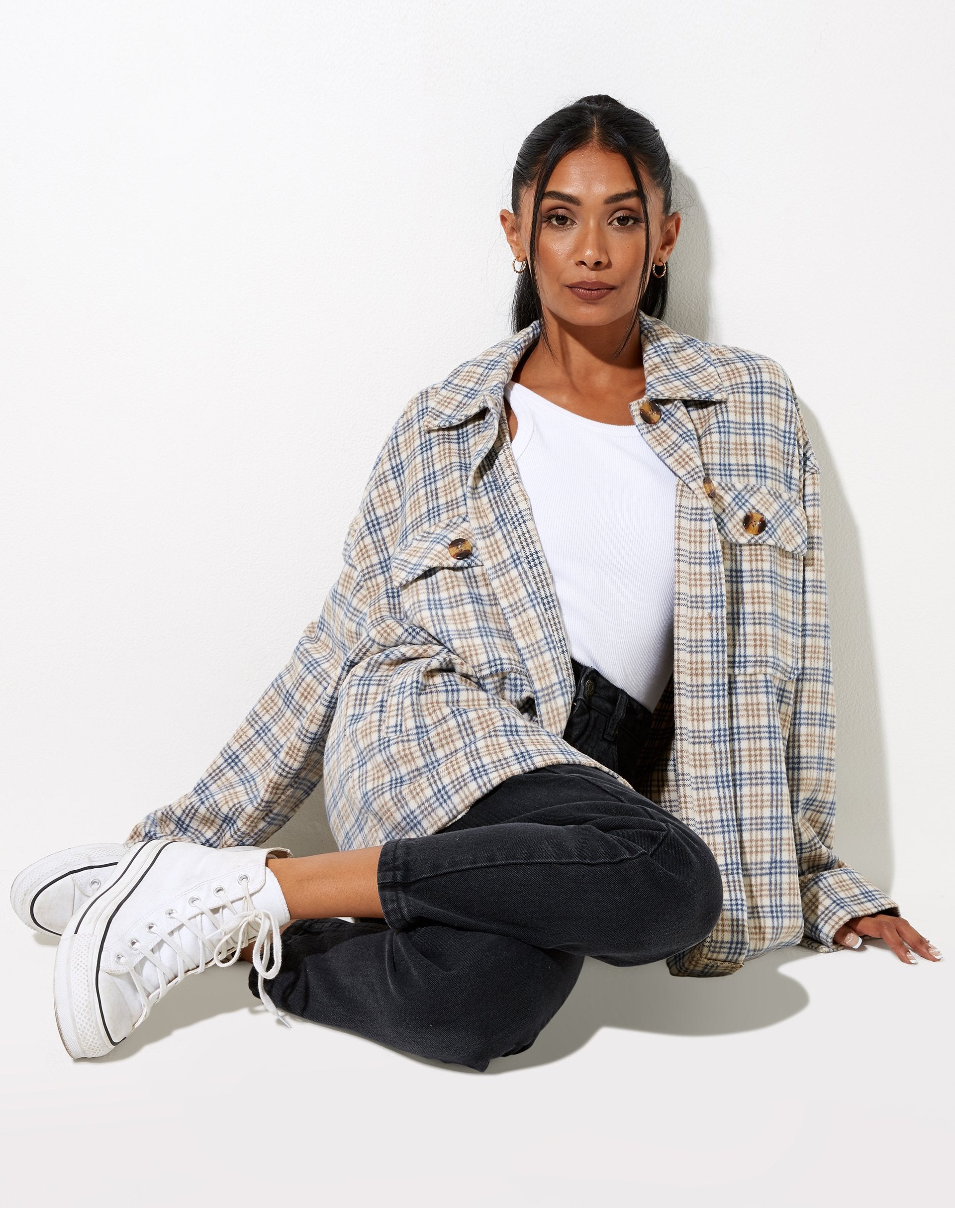 Imagen de Marcel Camisa a cuadros pequeña Blanco Azul Tan