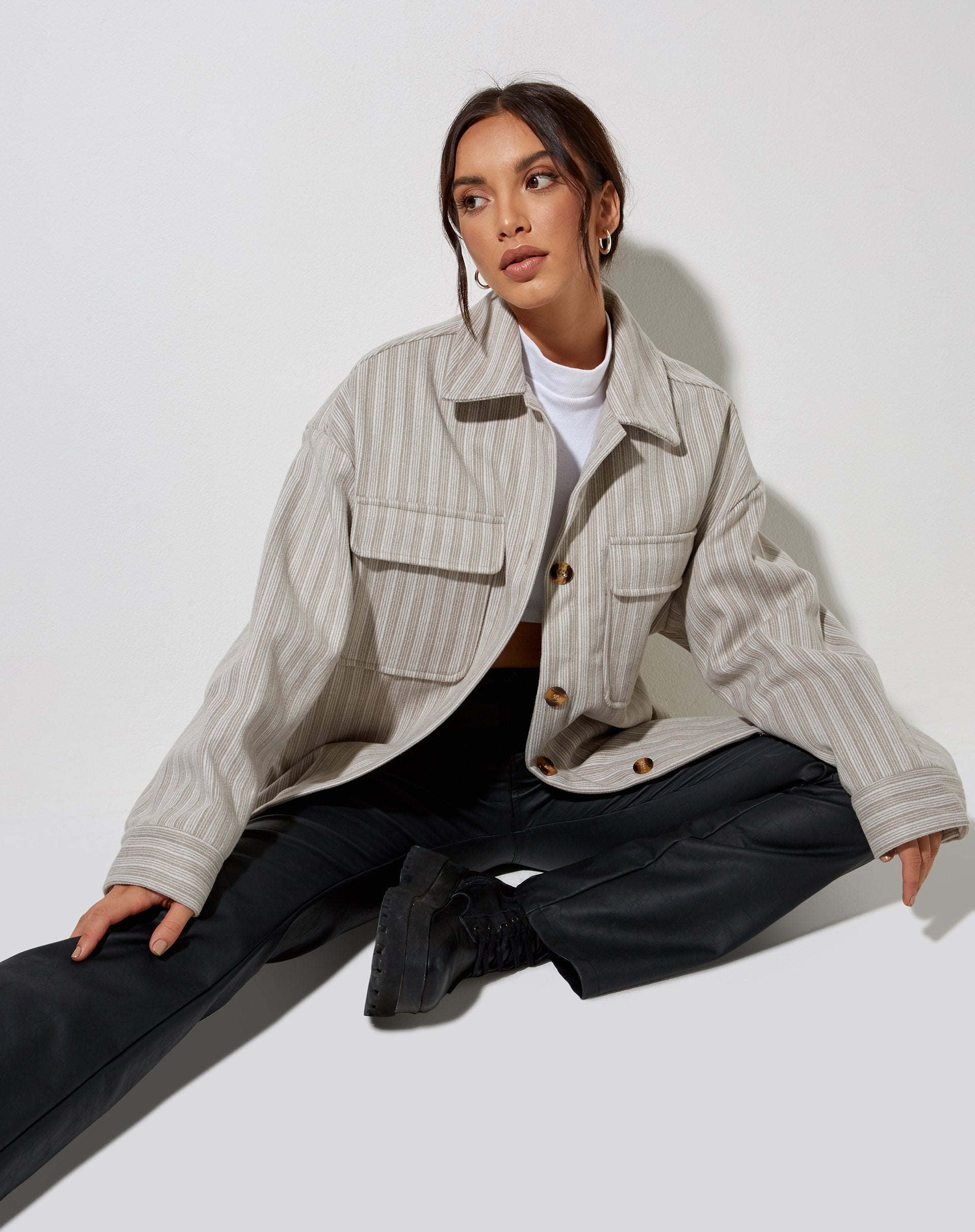 Imagen de Marcella Camisa a rayas gris tonal