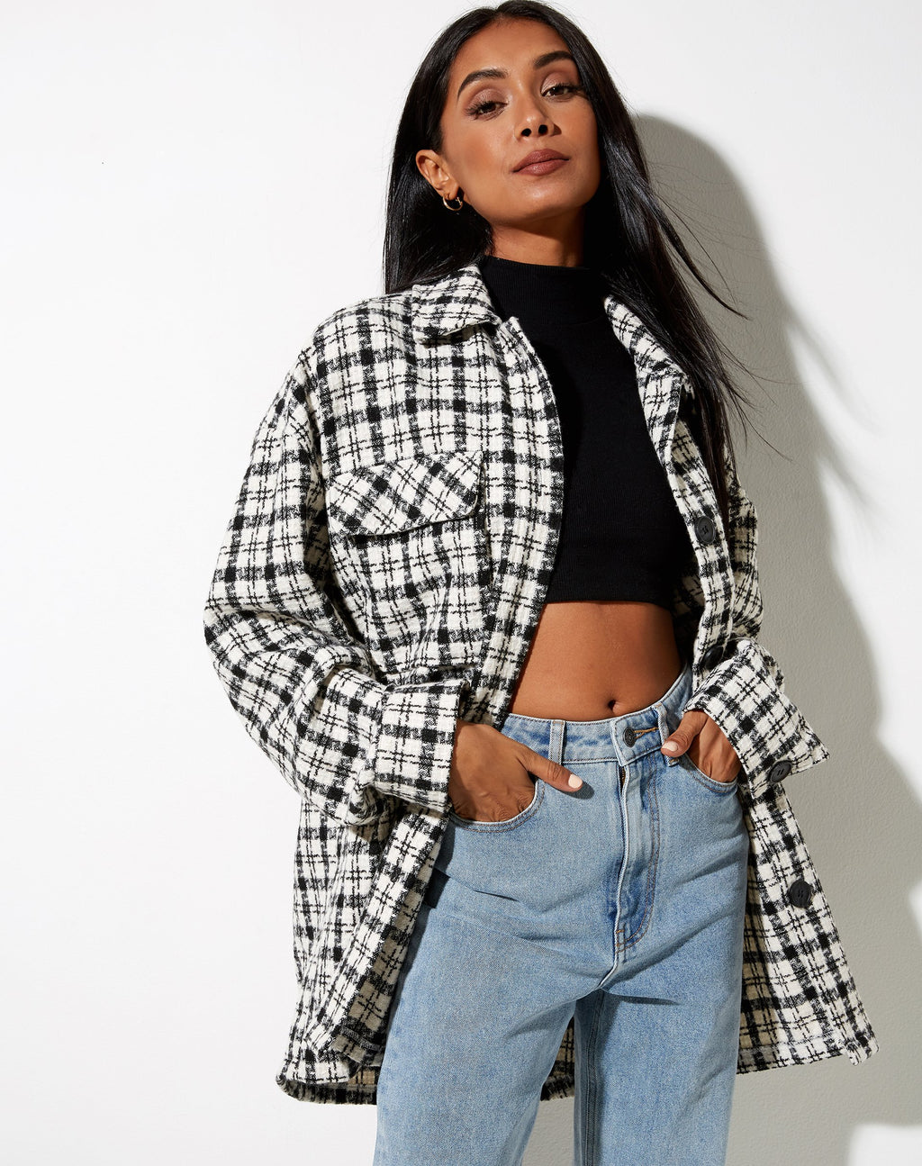 Camisa Marcella a cuadros blancos y negros