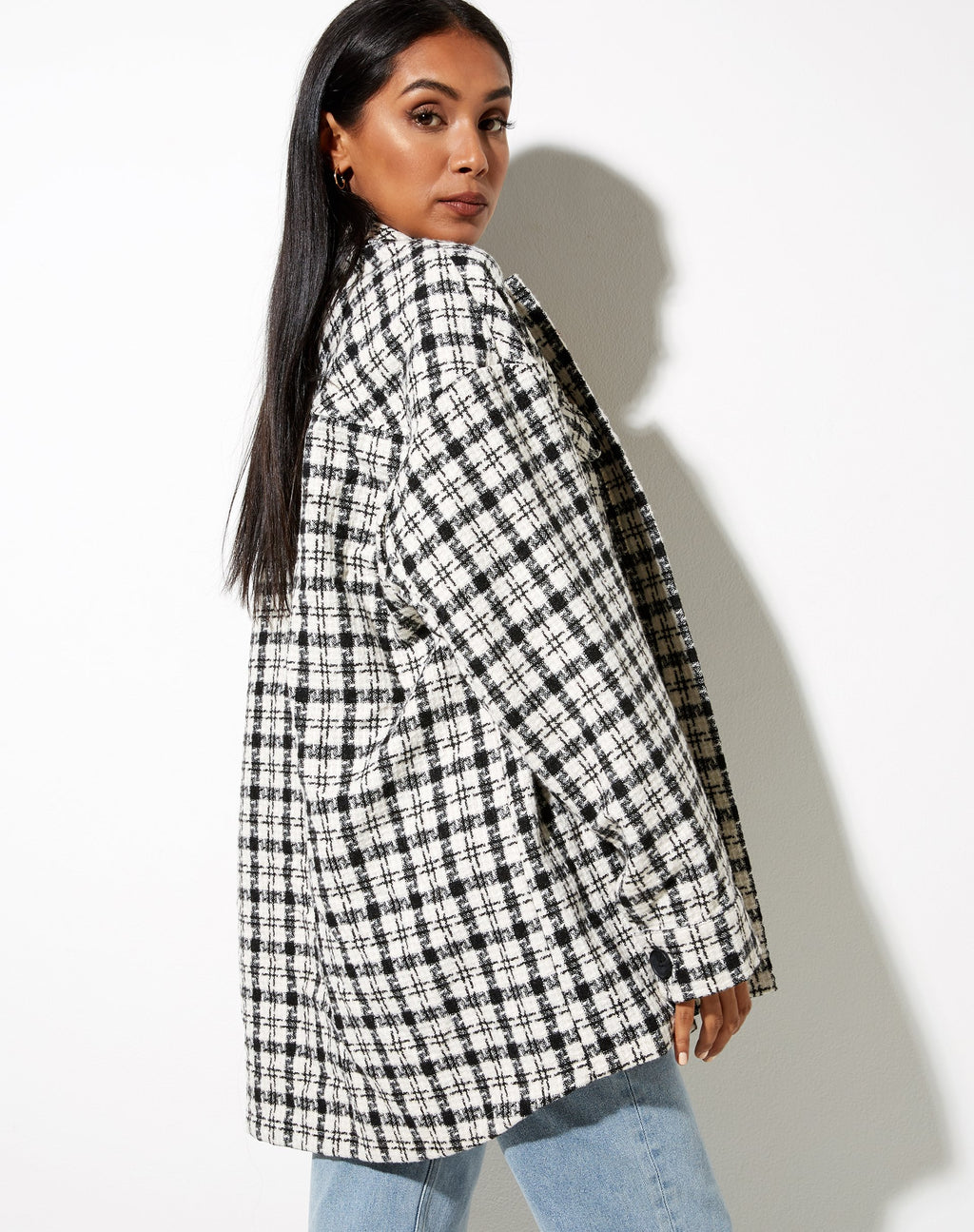 Camisa Marcella a cuadros blancos y negros