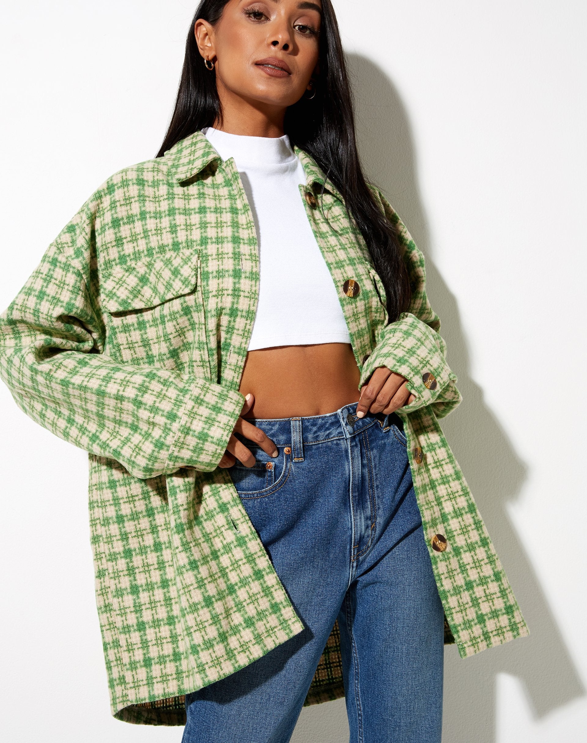 Imagen de Marcella Camisa a cuadros verde y crema