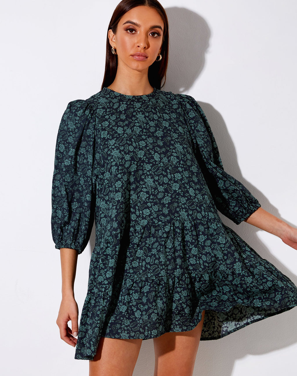 Vestido Mareta Tea en Mono Paisley Sage
