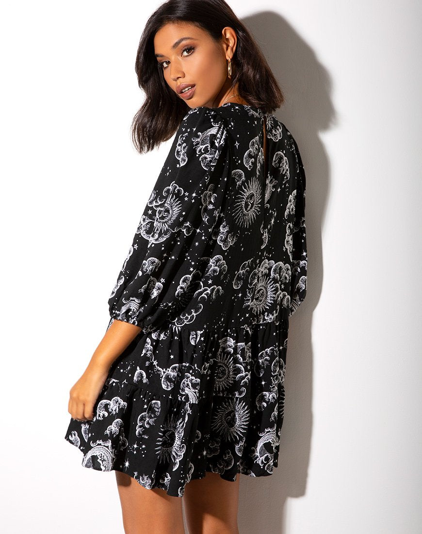 Vestido Mareta Tea en negro Night Sky
