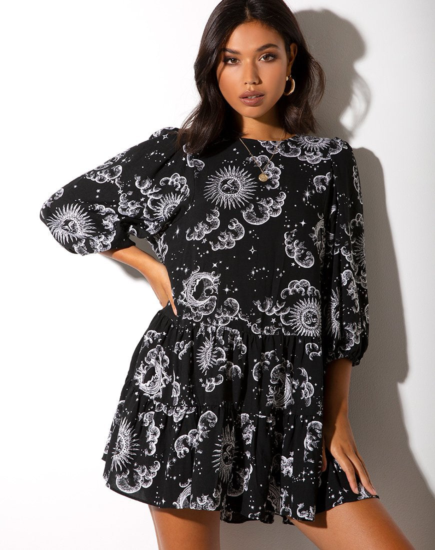 Vestido Mareta Tea en negro Night Sky