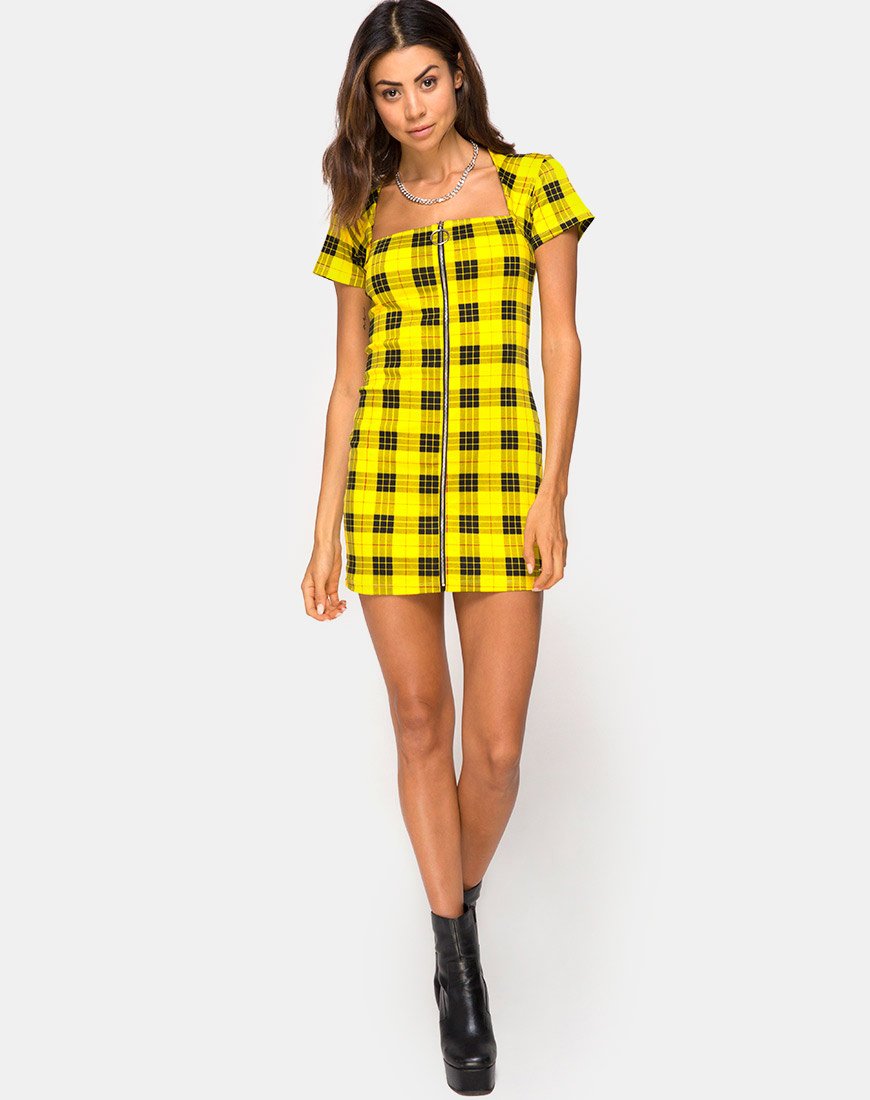 Imagen de Maretha Vestido de invierno a cuadros amarillo