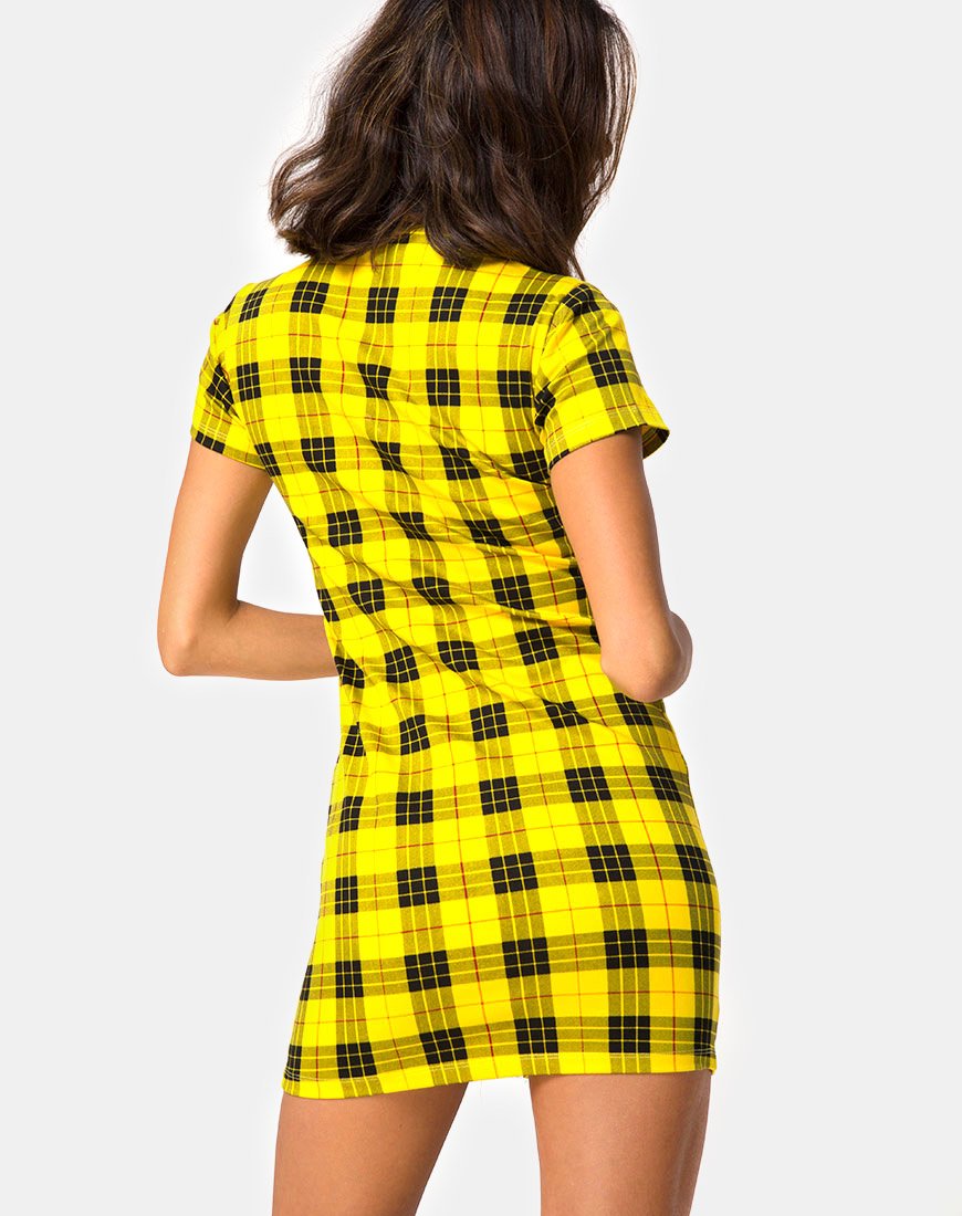 Imagen de Maretha Vestido de invierno a cuadros amarillo