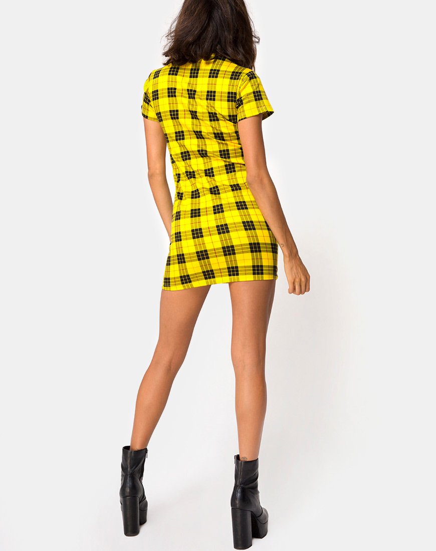 Imagen de Maretha Vestido de invierno a cuadros amarillo