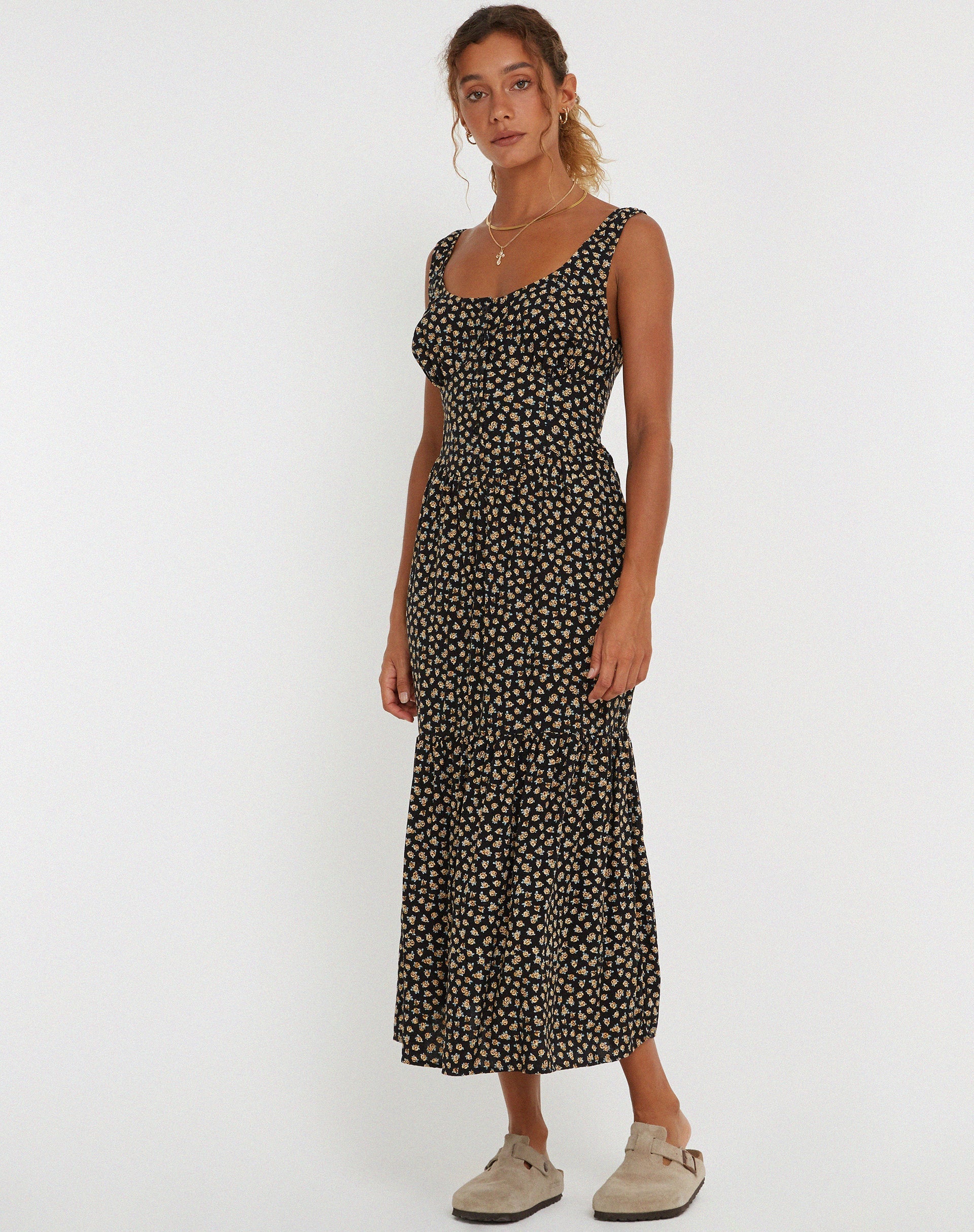 imagen de Marisol Maxi Dress in Ditsy Floral Bronze
