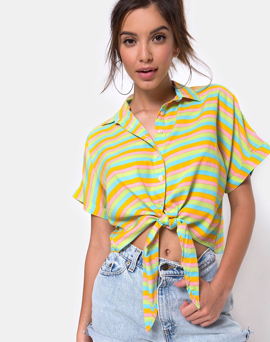 Camisa Gapo Tie Up en Sweet Stripe