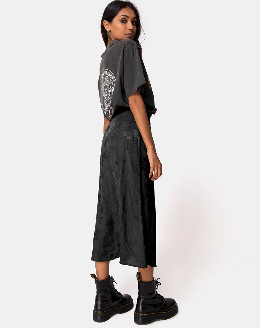 Marni Falda Midi en Satén Rosa Negro