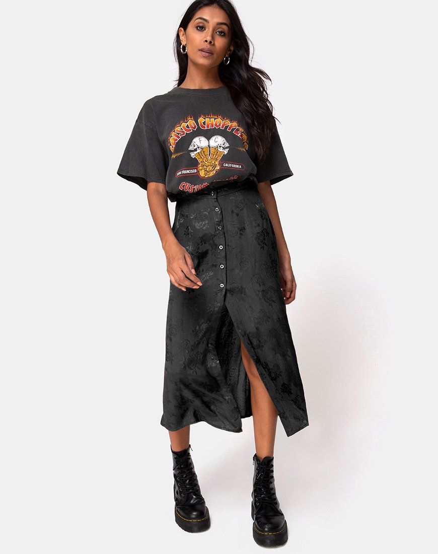 Marni Falda Midi en Satén Rosa Negro