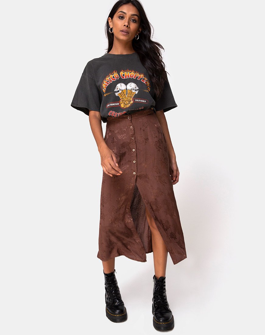 Marni Falda Midi en Satén Rosa Chocolate