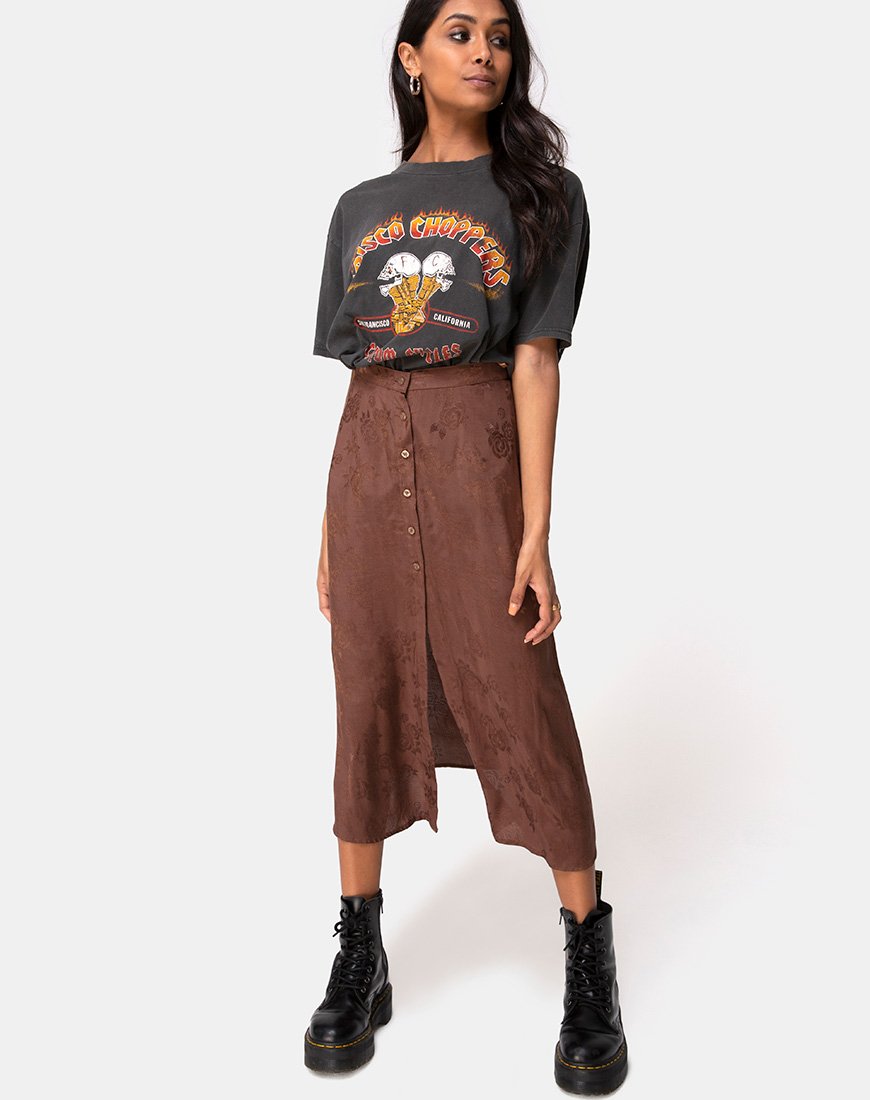 Imagen de Marni Falda Midi en Satén Rosa Chocolate