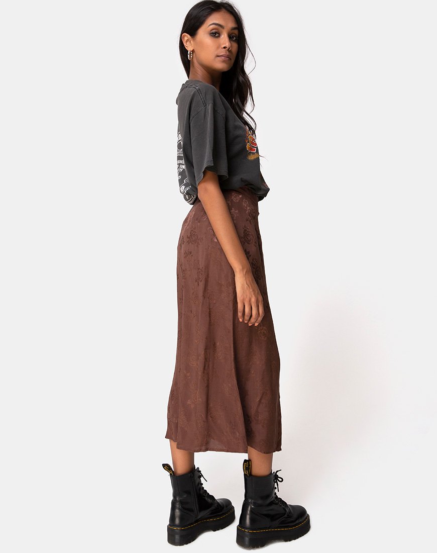 Imagen de Marni Falda Midi en Satén Rosa Chocolate