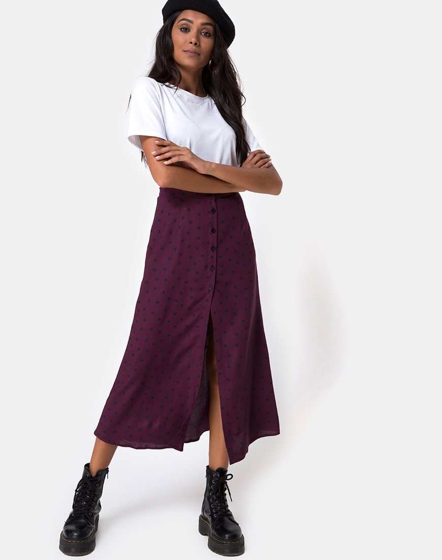 Imagen de Marni Falda Midi Skater Polka Vino